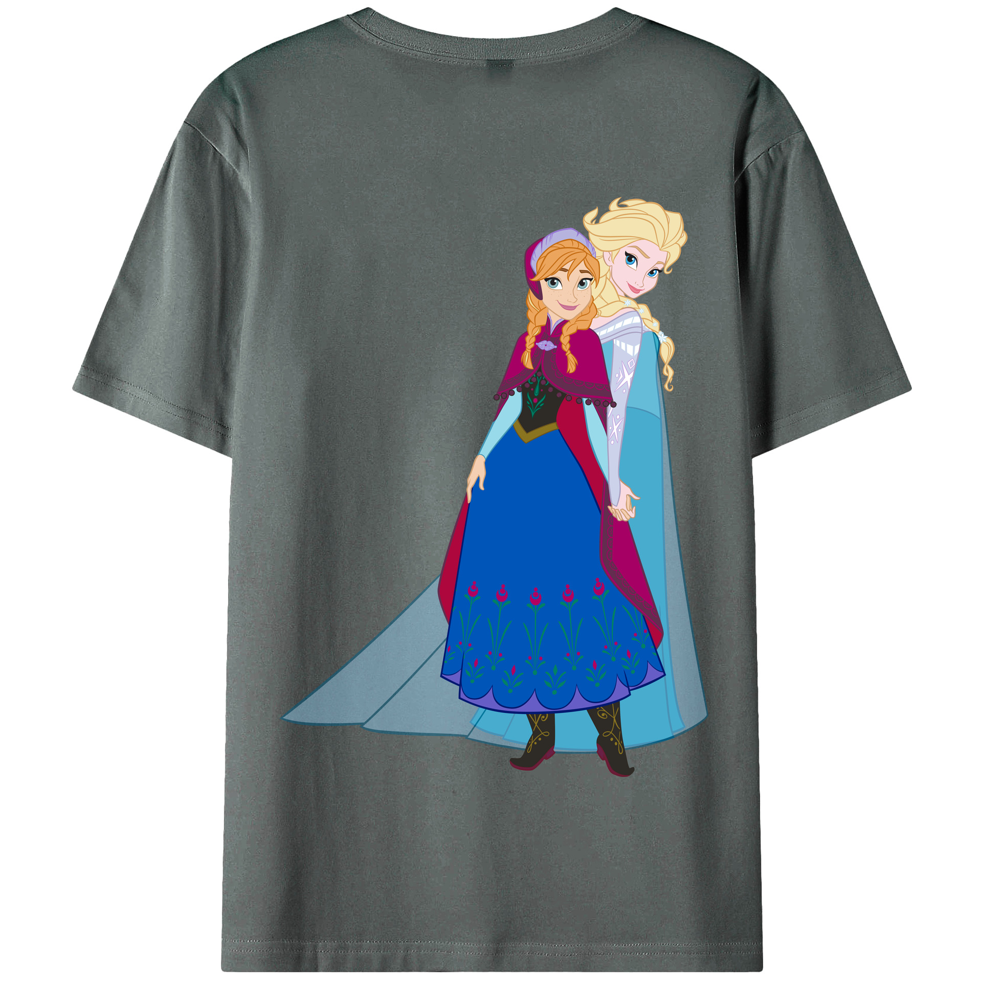 （画像用） アナと雪の女王 アンナ エルサ Frozen Anna Elsa 綿100％半袖Tシャツ（背面プリント）